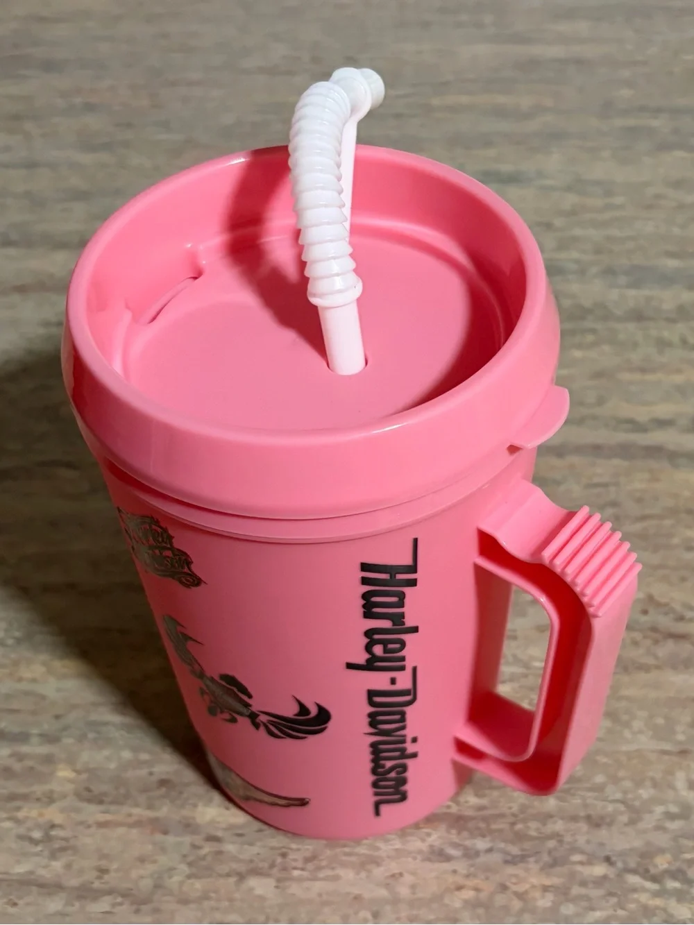 NWOT Harley-Davidson Pink 34-OZ Travel Cup with White Straw